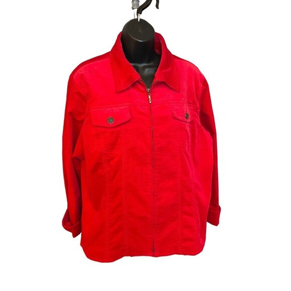 Coldwater Creek Red Zip Front Collared Jacket Sz XL - Picture 1 of 11